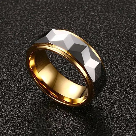 Tungsten Carbide Multi-Faceted Prism Ring